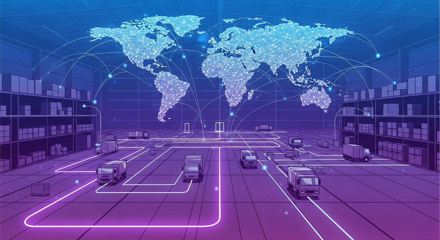 Logistics Optimization - Modern warehouse with automated systems and supply chain management